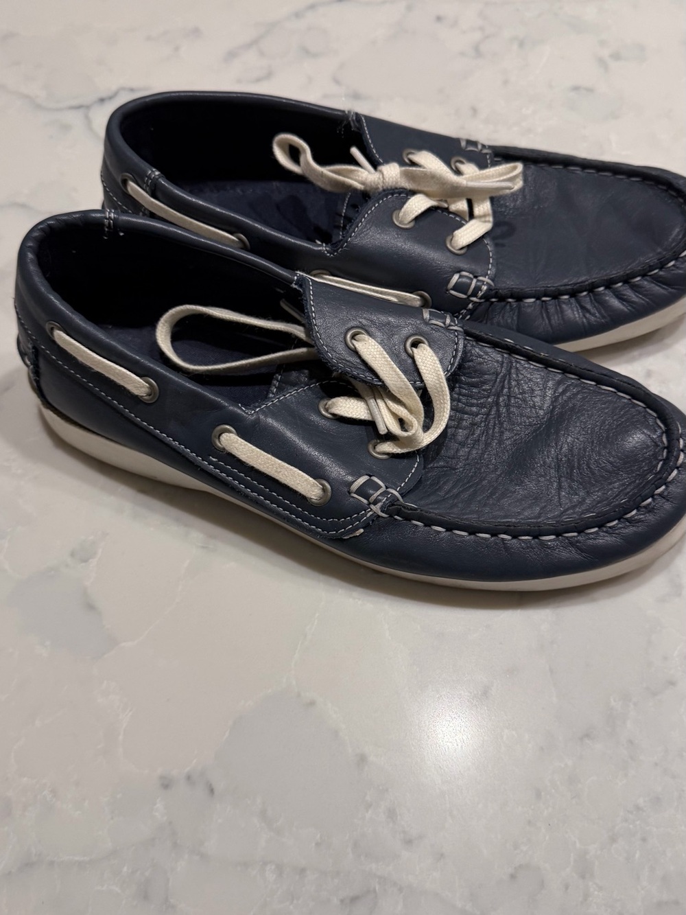 next Navy Boat Shoes with Cream Laces